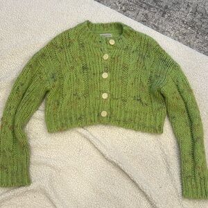 Urban Outfitters Green Cropped Cardigan